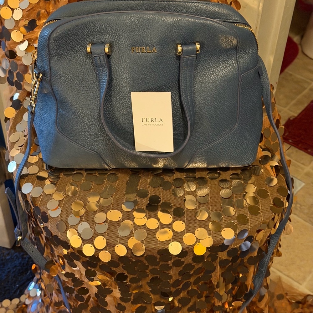 Furla Elegant Blue Satchel Italy doctor case